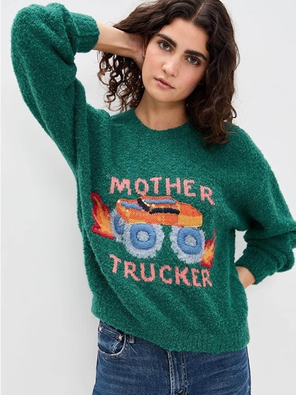 MOTHER Green 'Mother Trucker' Alpaca Sweater